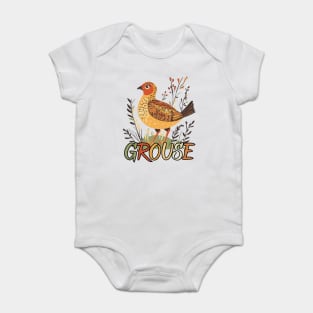 Boho Grouse Bird in Pastel Earthy Warm Tones Baby Bodysuit